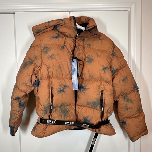 AlphaStyle Puffer Jacket Ski Down Coat Tie Dye Magnetic Buckle  size S - Picture 4 of 13